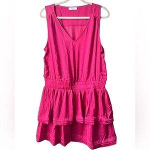 AVARA Boutique Amanda Pink Tiered Ruffle Mini Tank Dress NWOT Size L